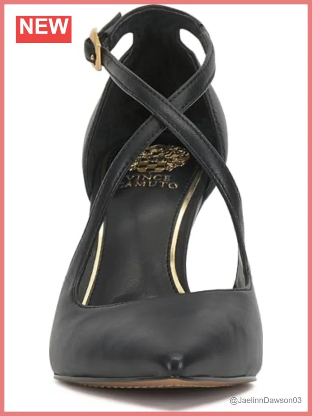 Leather Stiletto Heel Pointed Toe Pump Buckle Closure 3.4